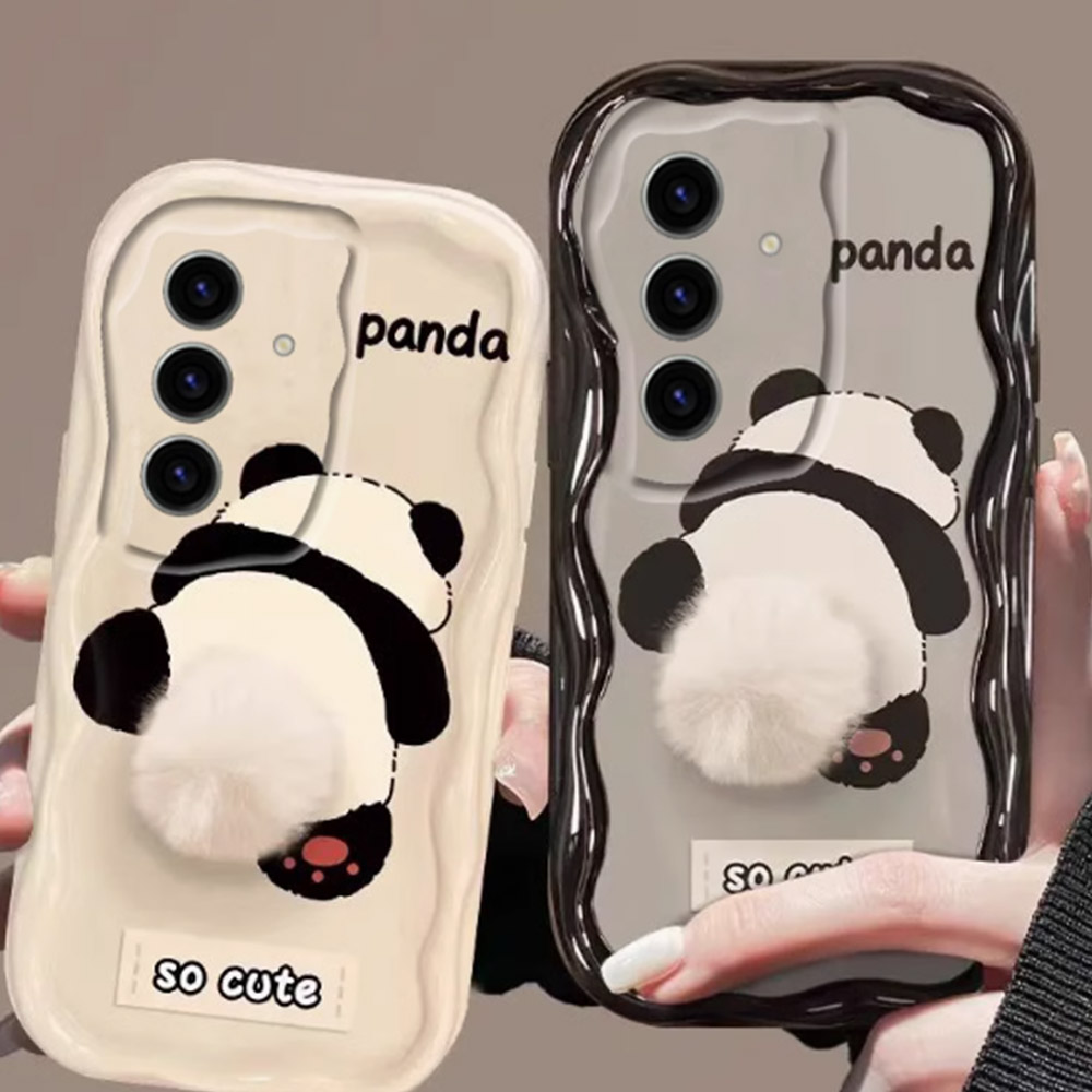 갤럭시s24 s23 s22 a34 33 32 24 15 판다 곰 꼬리 털 폼폼 물결 케이스 : 사찌몰