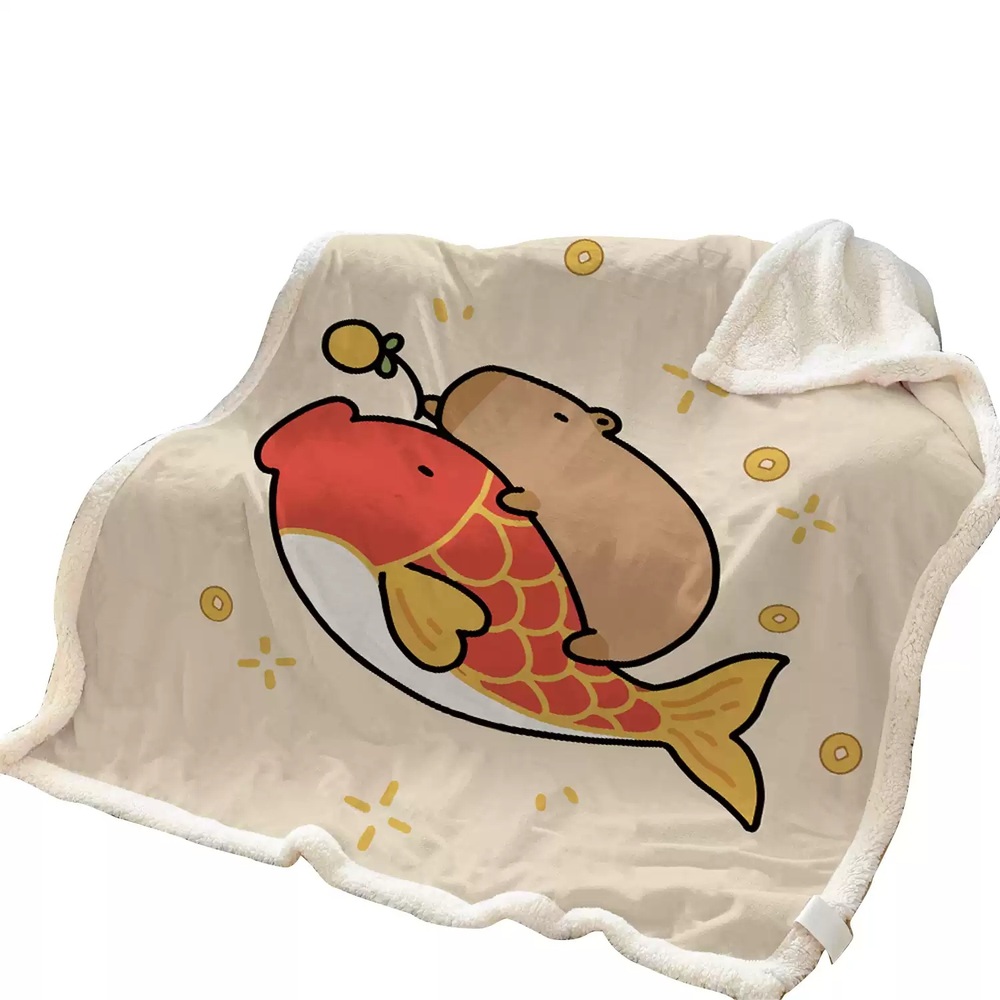 카피바라 담요 귀여운 무릎담요 낮잠 집순이 이불 부드러운 동물 덮개 블랭킷 망토 이미지 6
