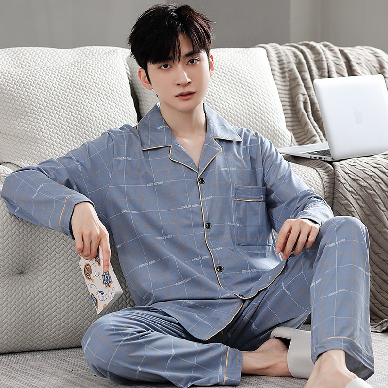 레이온 편안한 남성 사계절 잠옷 캐주얼 Homewear 상하의 세트 이미지 7