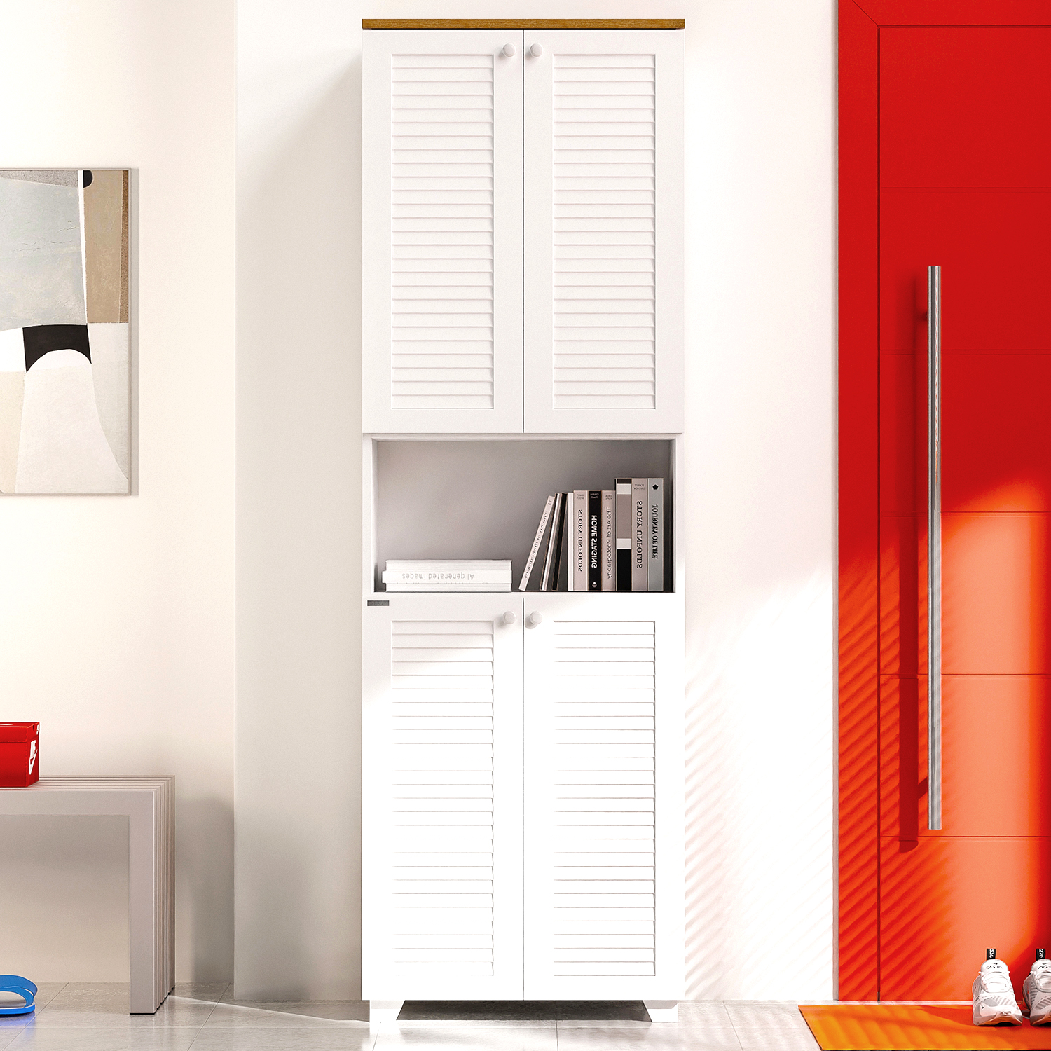 화이트 수납장 800 복도 수납장 4단 베란다장 미니 화장실 앞 수납장