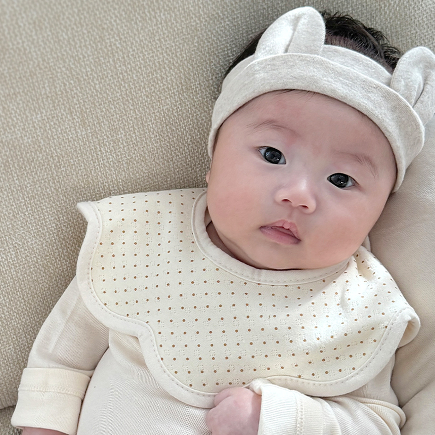 바니블라썸 턱받이 아기 빕 신생아 유아 이유식턱받이 침받이 사계절롤링 미니도트