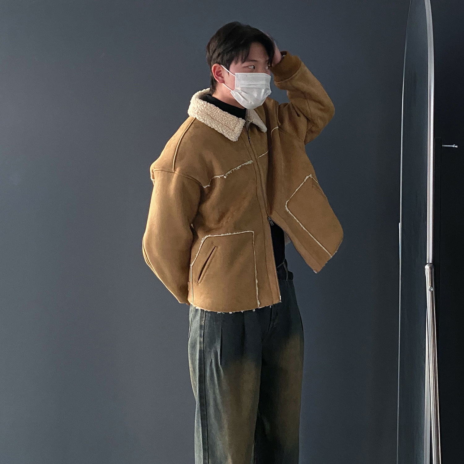 남자무스탕 무스탕자켓 스웨이드자켓 - 상세 이미지 5