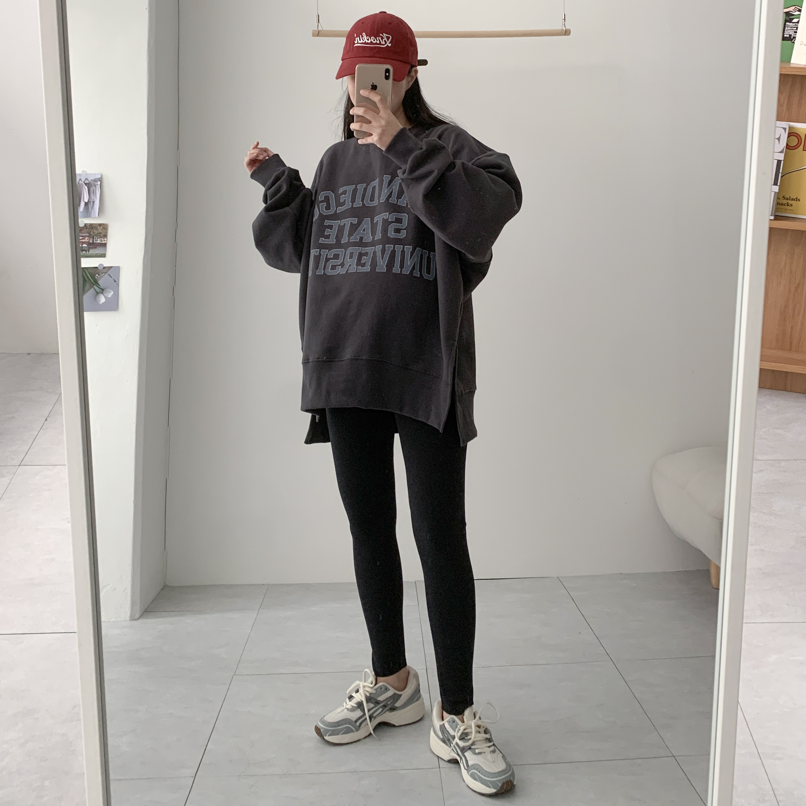 샌디 핑크맨투맨 양기모맨투맨 트임 레깅스롱티 이미지 6