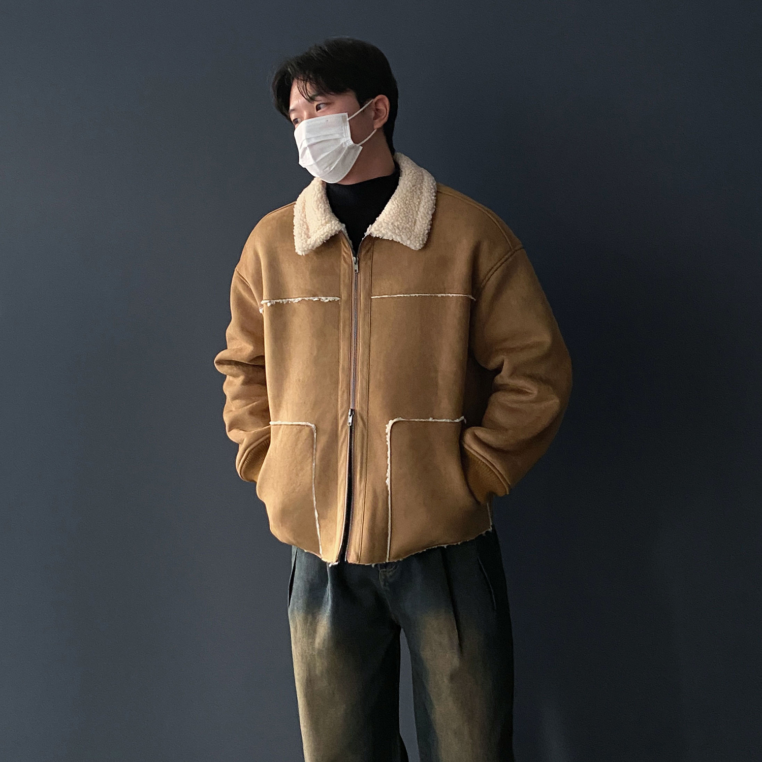 남자무스탕 무스탕자켓 스웨이드자켓 - 상세 이미지 3