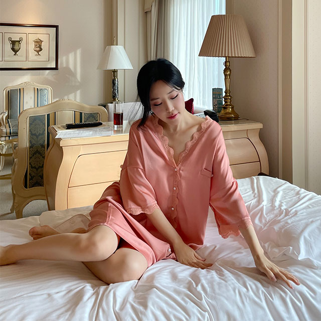 [N배송]크라시앙 여리여리 오버핏 실키 슬립웨어 빅사이즈 실크 원피스 잠옷 파자마 단품 이미지 6