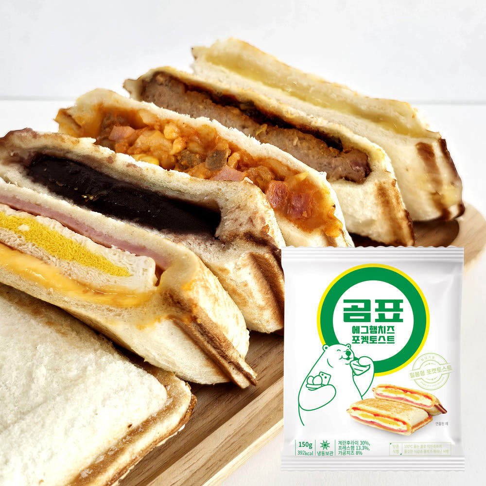 [푸딩팩토리] 곰표 포켓토스트 2종 x 3개 모음전_밀봉형 깔끔한 샌드위치 에그햄치즈 피자 PC방 매점