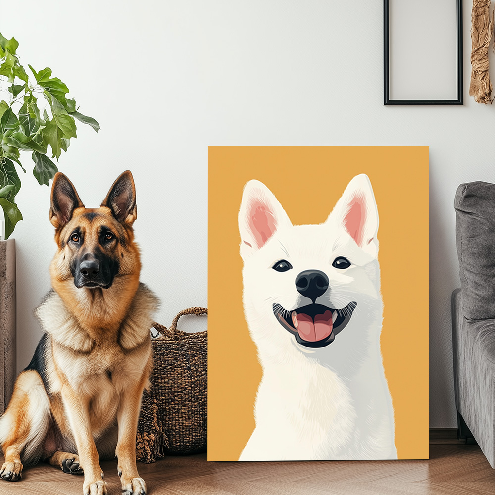 웃음만개 시바이누 A3 캔버스액자 강아지그림 - 상세 이미지 5