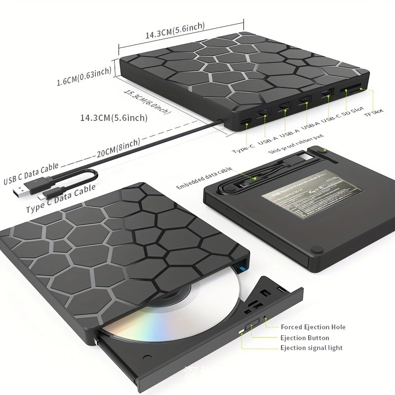 Geevon 외부 CD-ROM 드라이브 DVD호환 다용도 USB 3.0 외부 디스크 - 상세 이미지 5