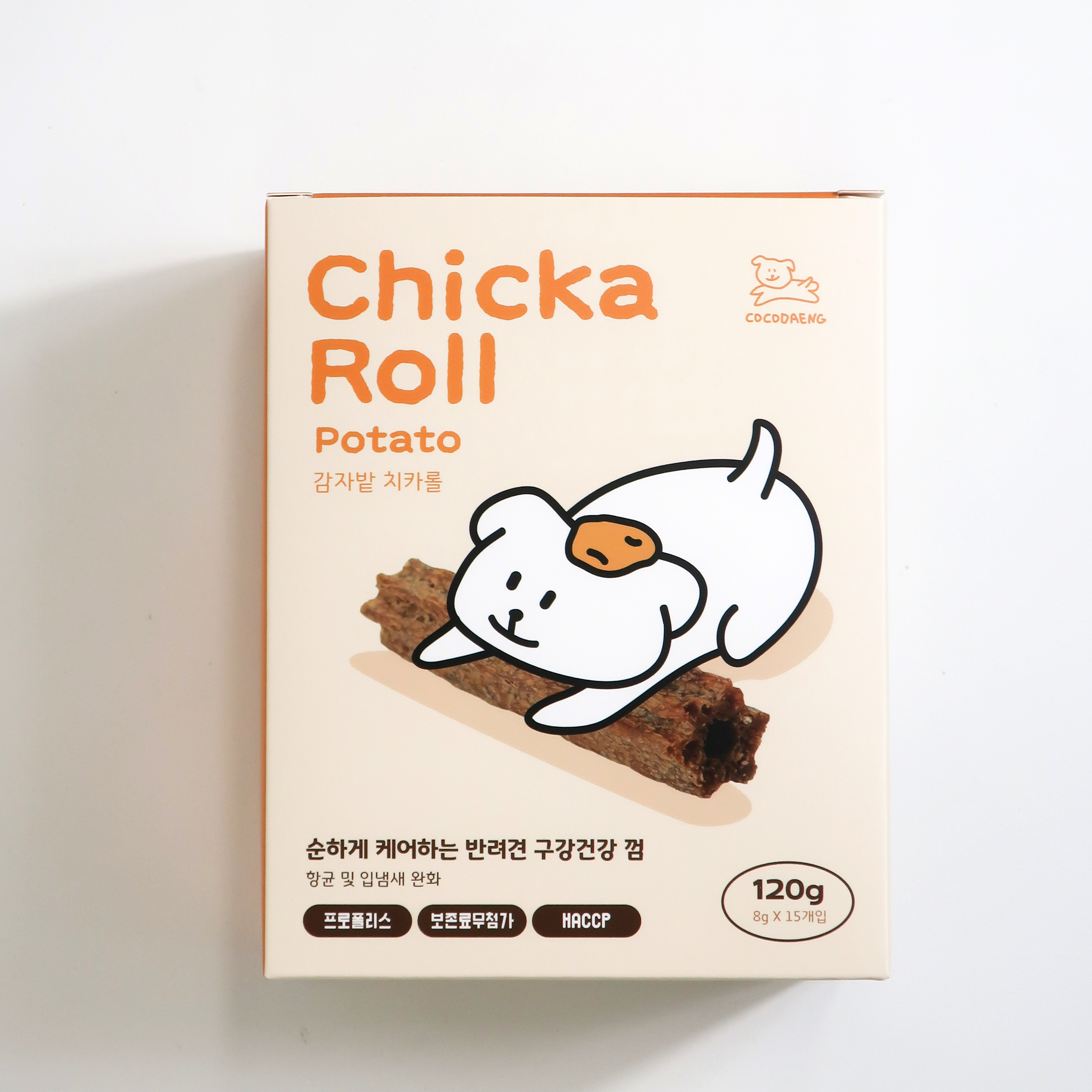 프로폴리스 강아지 구강 덴탈껌 치석제거 무보존료 비건 감자밭 치카롤 감자, 120g, 1개