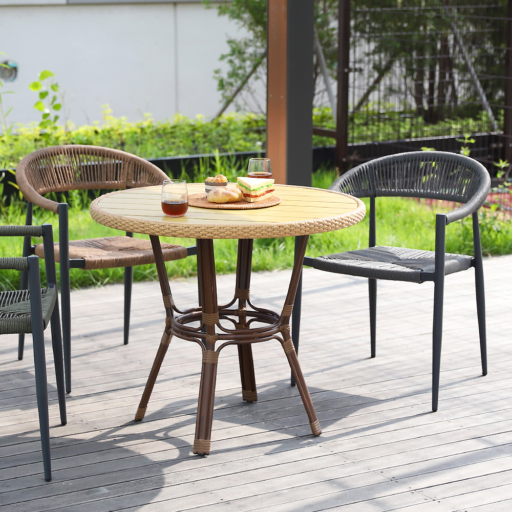 베네토 라탄 원형테이블 엔틱 야외용 정원 카페 테라스 아웃도어 테이블