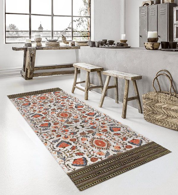 베이자플로우 PVC 러그 - 보헤미안 가든 화이트 180 x 260 cm