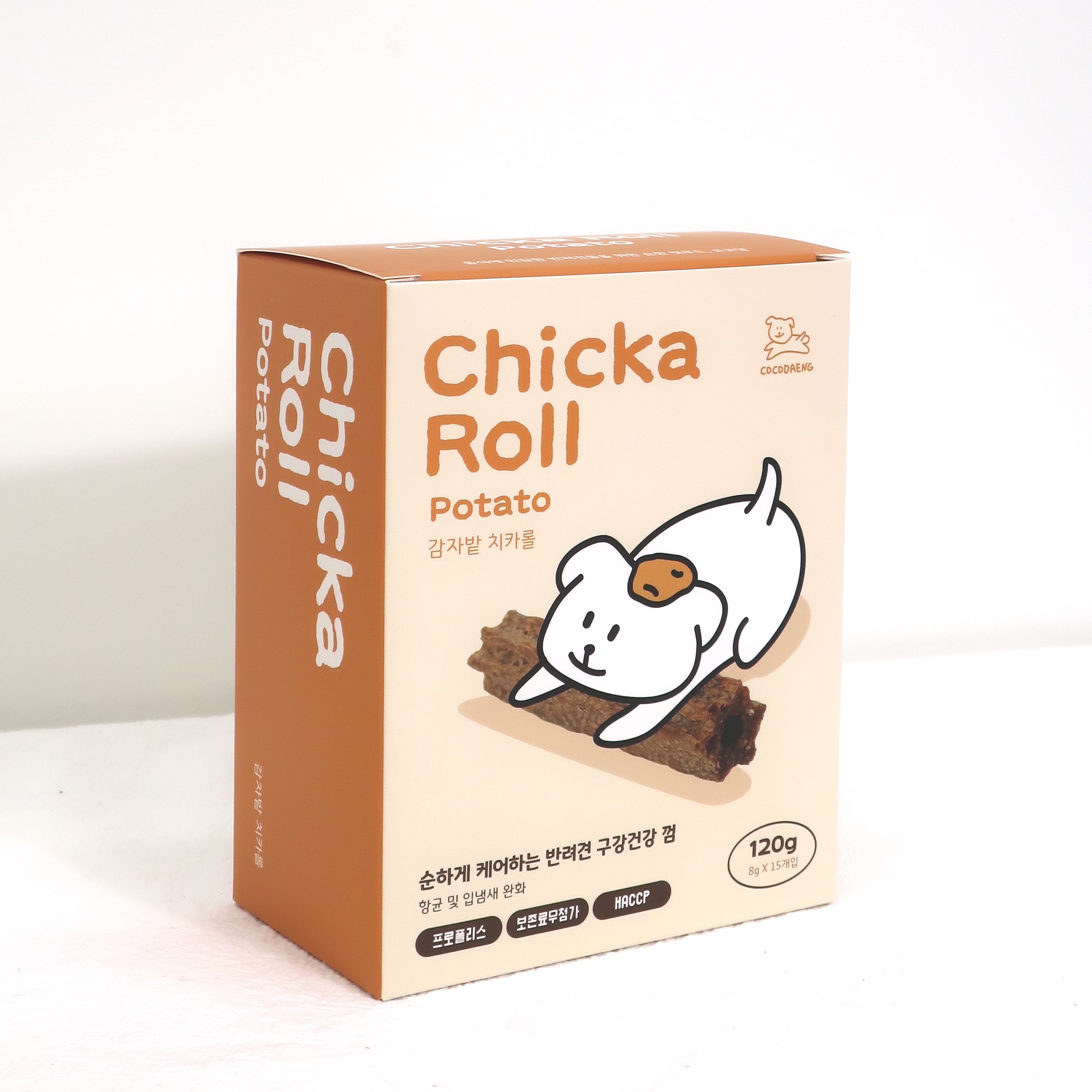 프로폴리스 강아지 구강 덴탈껌 치석제거 무보존료 비건 감자밭 치카롤 감자, 120g, 1개