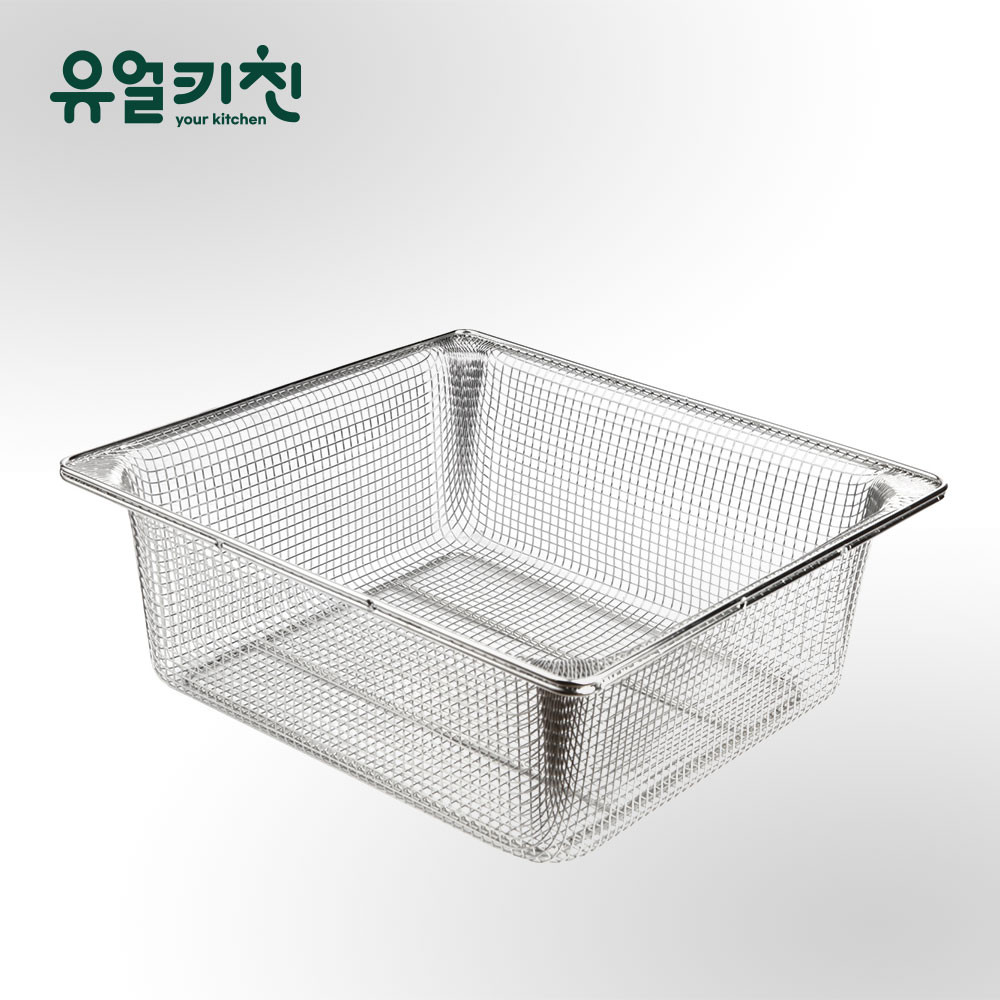 업소용 스텐 밧드망 바구니 튀김망 2/3 (높이6) - 상품 이미지