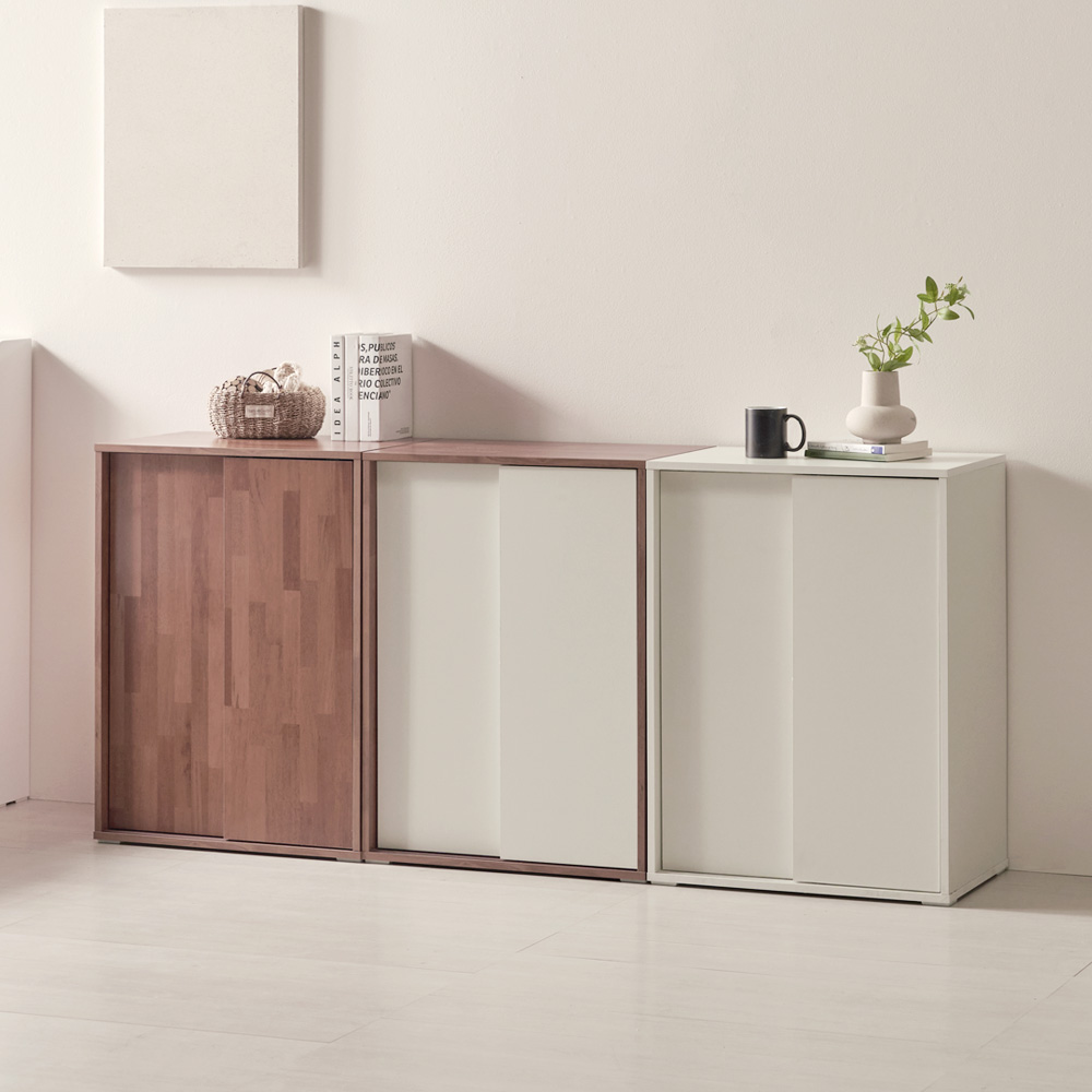 틈새 슬라이딩수납장 다용도 미닫이 모듈 수납장 높은형 600x400x800mm, 3단, 화이트 - 상세 이미지 4