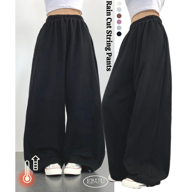 기모 와이드 절개 벌룬 스트링 팬츠 투웨이 밴딩 벌룬핏 y2k 조거팬츠 트레이닝팬츠 - 상세 이미지 4