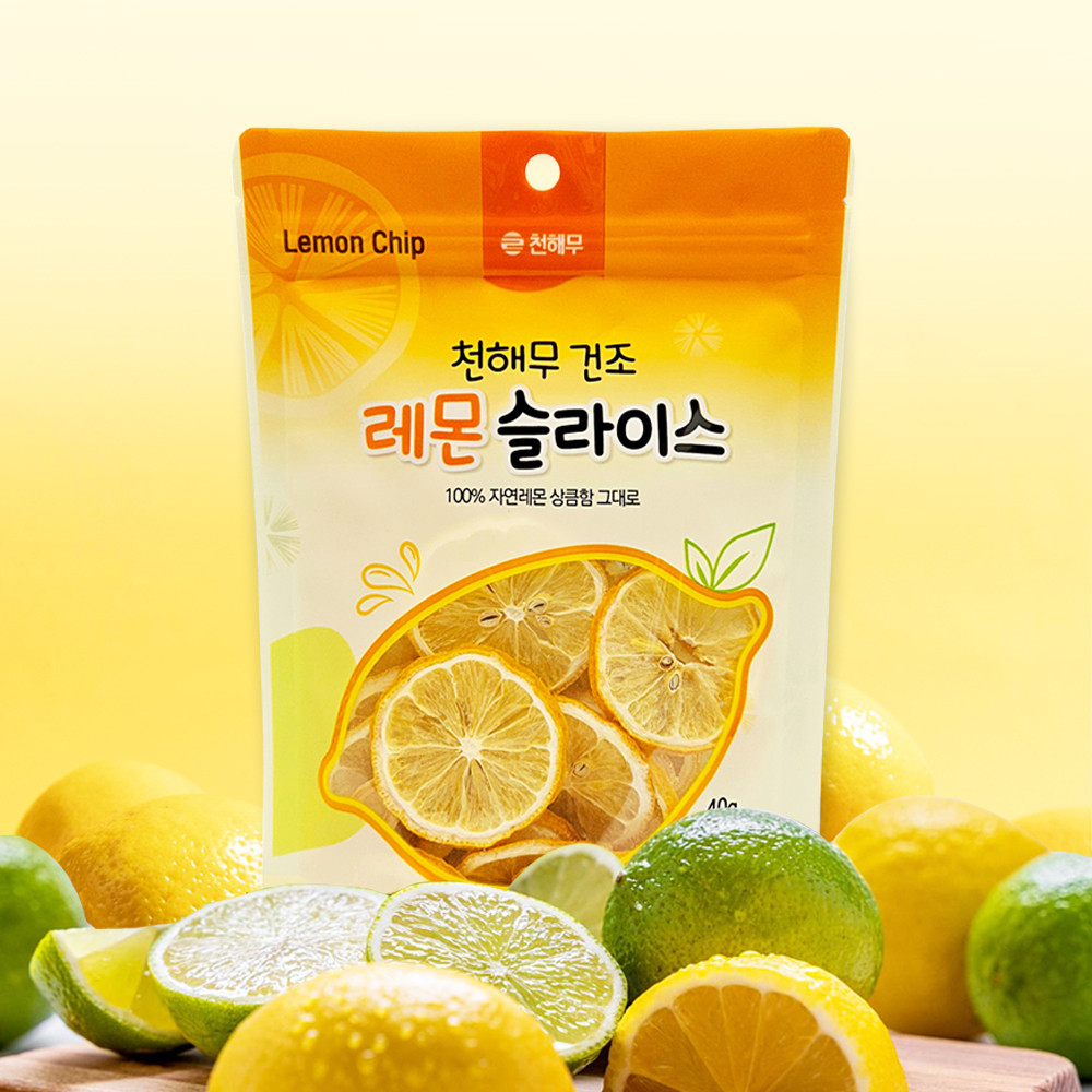 천해무 건 레몬 슬라이스 건조 과일 업소용 대용량 지퍼형 포장 - 상품 이미지