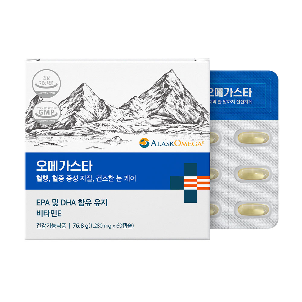 [2개월분] 오메가스타 신선한 알래스카 오메가3 비린내 없는 장용성캡슐 순도80% 60캡슐, 1개 - 상세 이미지 2