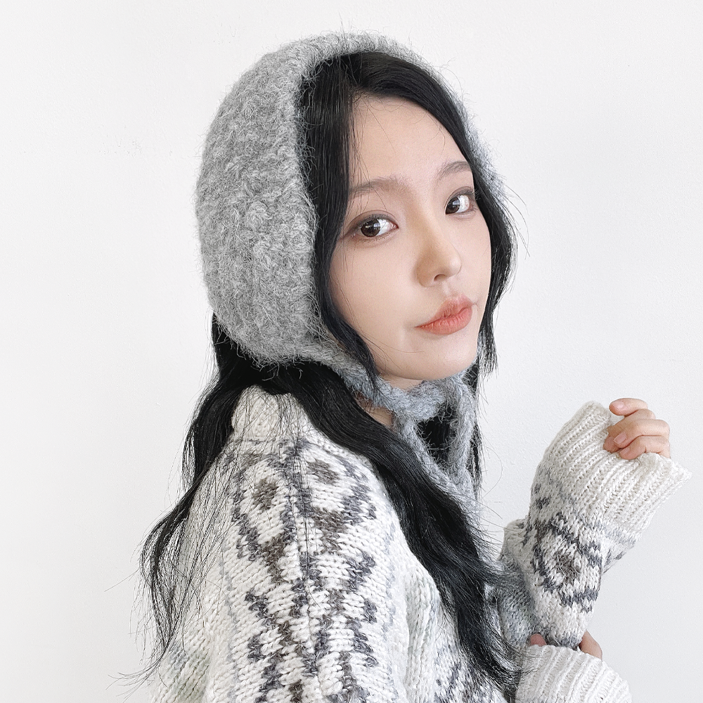 빅콤보 울 양모 니트 귀도리 남자 여성 겨울 방한 털 귀마개