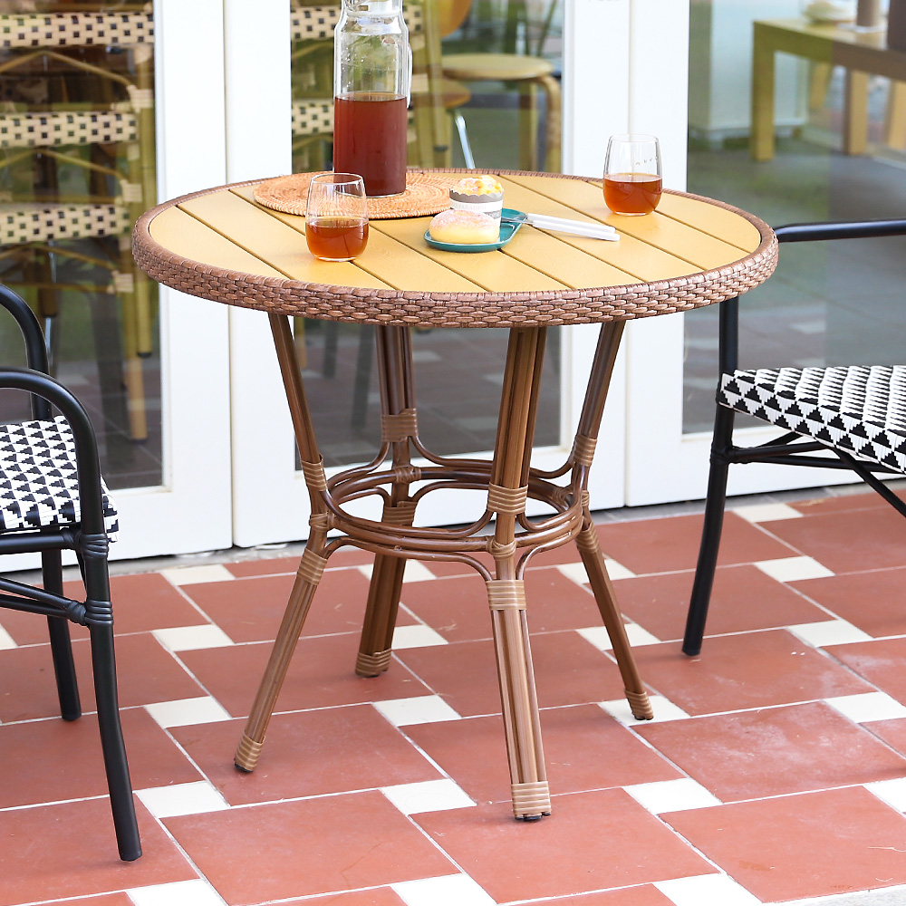 베네토 라탄 원형테이블 엔틱 야외용 정원 카페 테라스 아웃도어 테이블