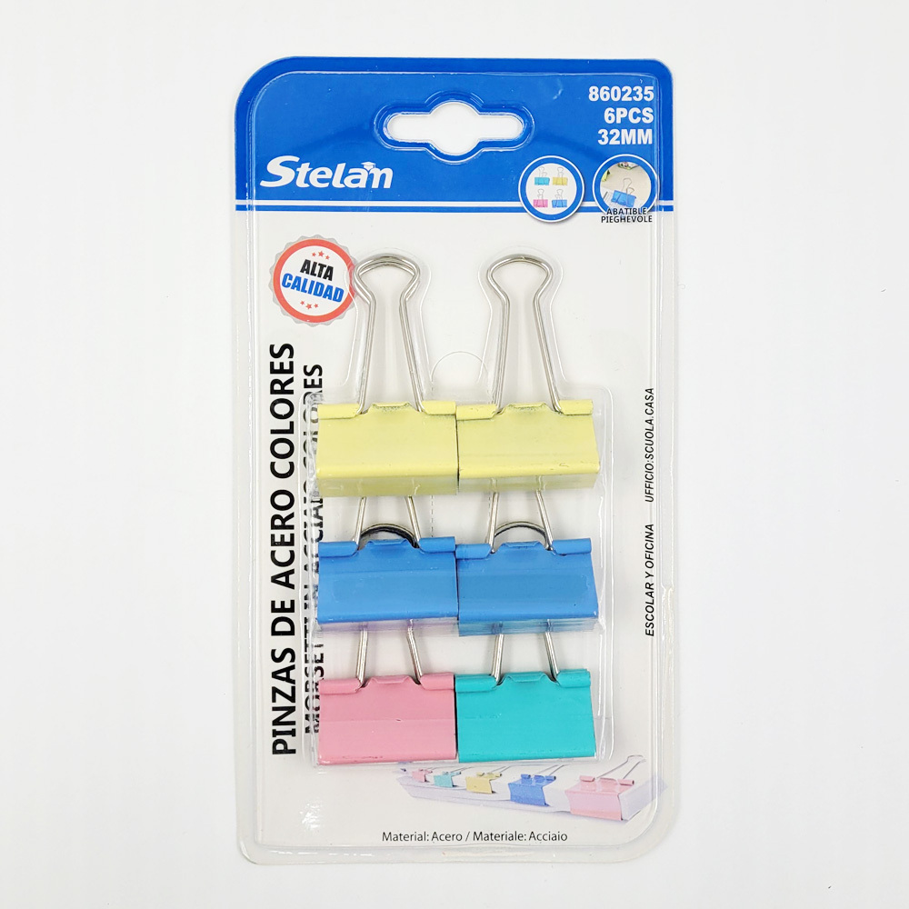 스텔란 파스텔 서류 집게 클립 32mm (6PCS) G - 상품 이미지