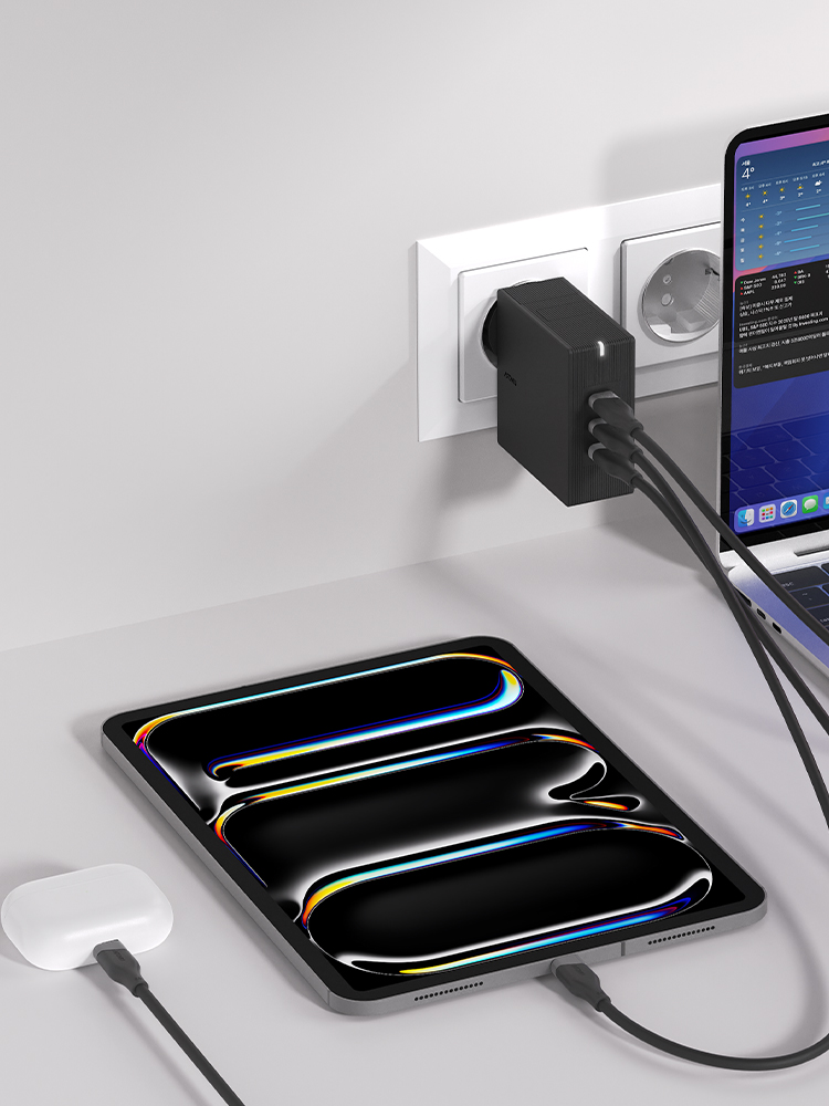 USB PD 100W 여행용 접지 멀티 초고속충전기 GT210 블랙 - 상세 이미지 4