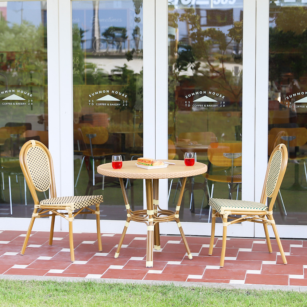 베네토 라탄 원형테이블 엔틱 야외용 정원 카페 테라스 아웃도어 테이블