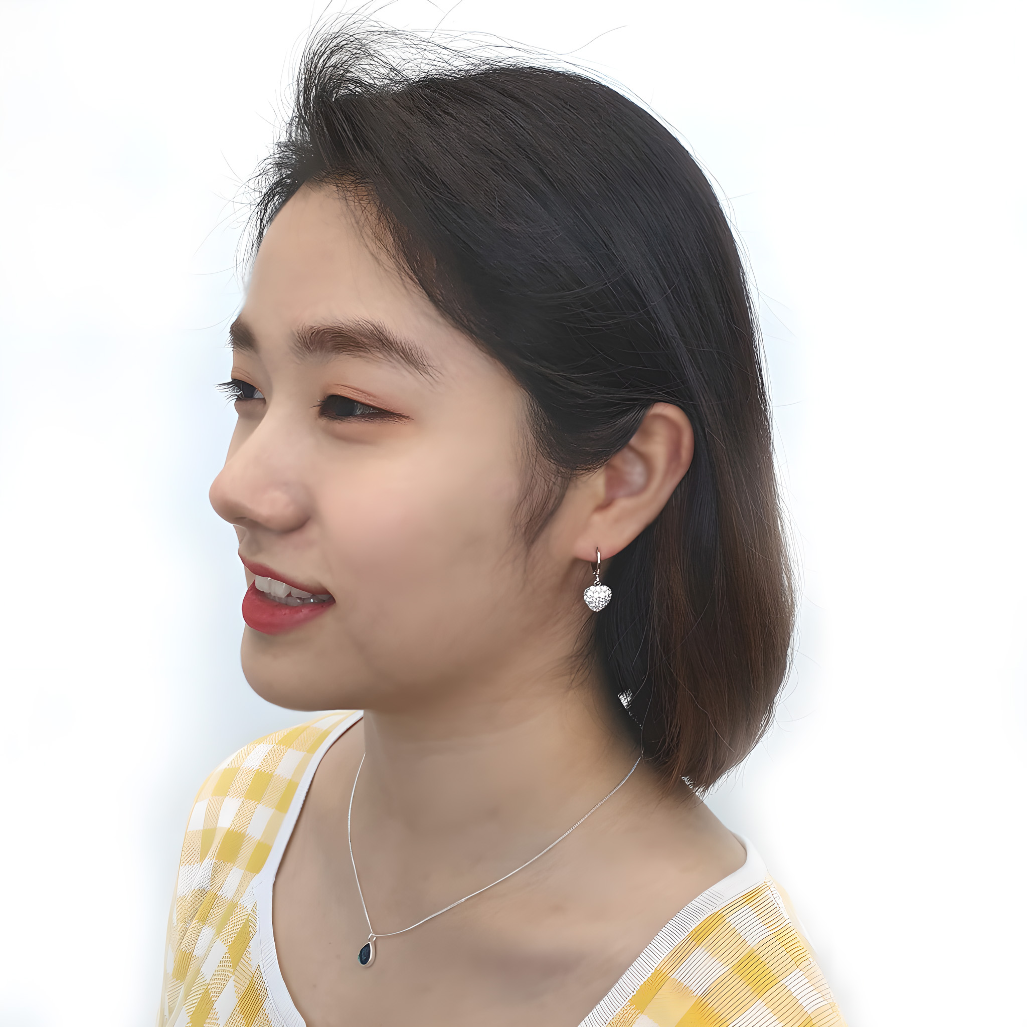 야랑쥬얼리 원터치 큐빅 하트 드롭 귀걸이 - 상세 이미지 4