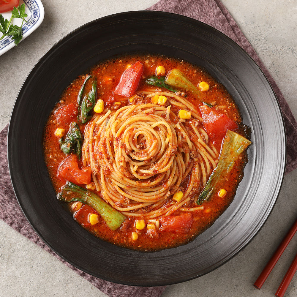 푸딩프렙 토마토 해장파스타 330g 1팩+1팩 밀키트 얼큰하게 속 풀리는 안주형 스파게티