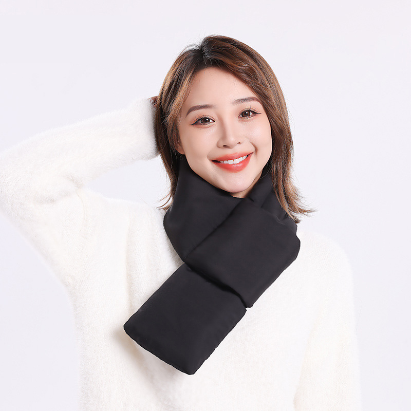 겨울 방한 패딩목도리 머플러 핫팩 보관 포켓 경량패딩 남녀공용 워머 폴리에스테르, 블랙 이미지 7