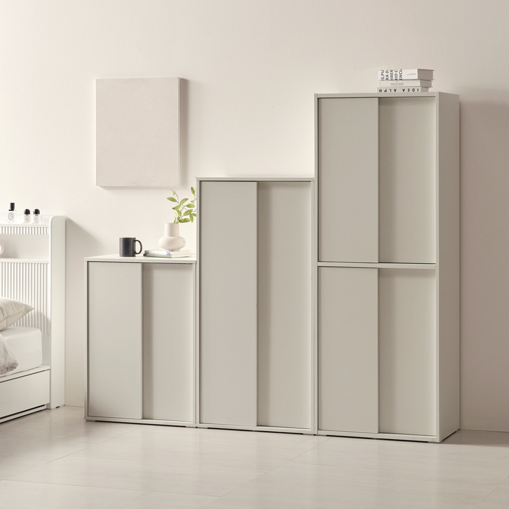 틈새 슬라이딩수납장 다용도 미닫이 모듈 수납장 높은형 600x400x1200mm, 4단, 화이트 - 상세 이미지 3