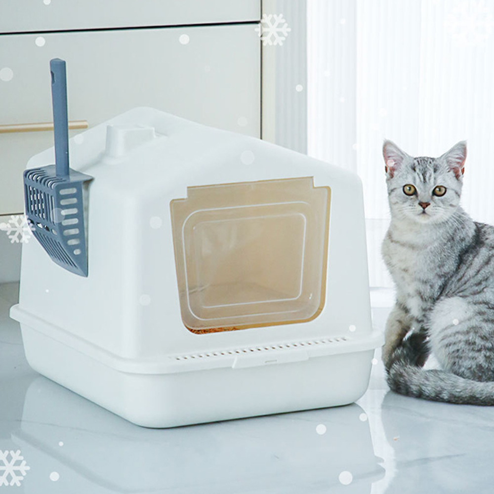 개과천선 스피어 캣토일렛 고양이 토일렛 캣 화장실 캣리터박스 사막화방지 후드형 모래삽포함 - 상세 이미지 5