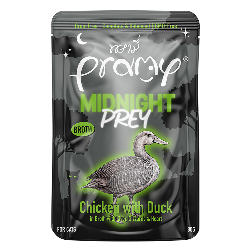프라미 주식 파우치 습식 사료 치킨+오리 육수 브로스, 80g, 1개