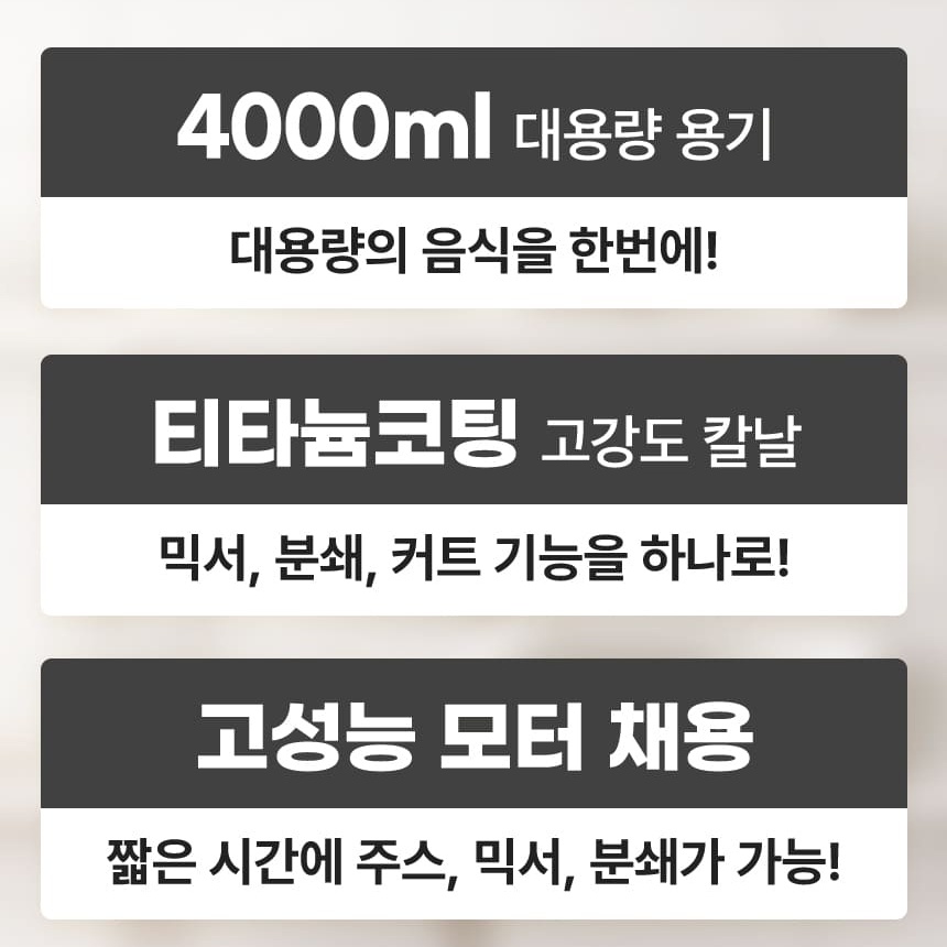 김장용 믹서기 저소음 신일 대형 믹서기 대용량 분쇄기 얼음갈리는 스텐 믹서기 주스 4L