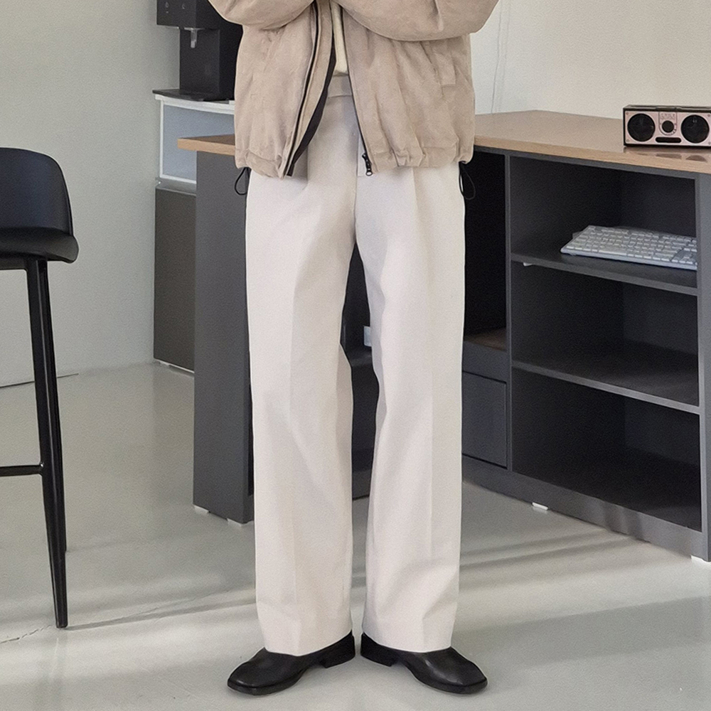 남자 기모바지 원턱 밴딩 와이드팬츠 남자겨울바지 - 상세 이미지 2