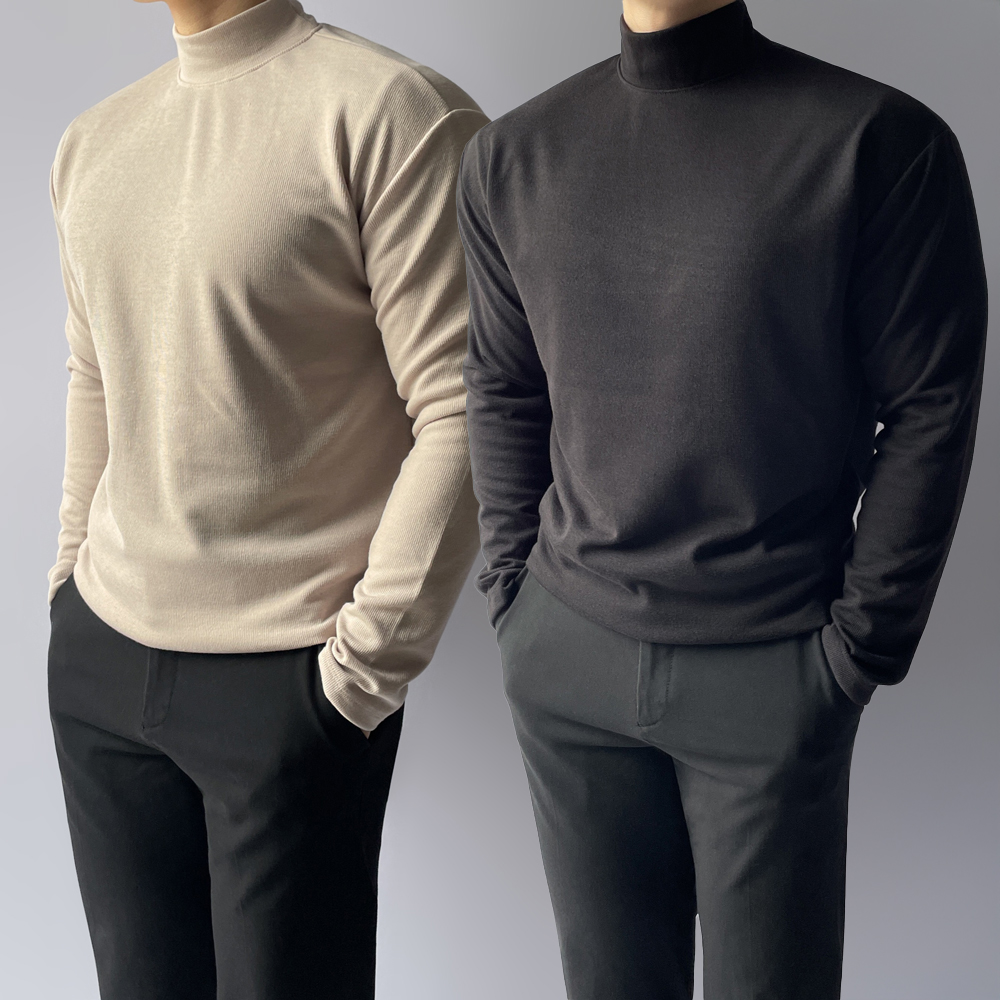 1+1 남자반폴라 남성목폴라 남자반목폴라 모크넥 터틀넥 제품 이미지