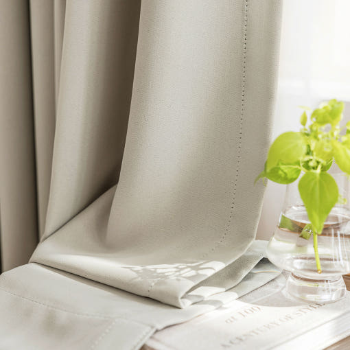 [사라하우스 소프트 양면 형상기억 커튼 크림베이지 상세 주름 모습]