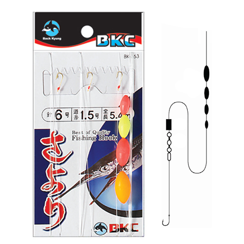 백경 원줄 목줄 바늘 염주찌 풀세트 BK-363 학꽁치 카드 채비 편납포함 - 상품 이미지