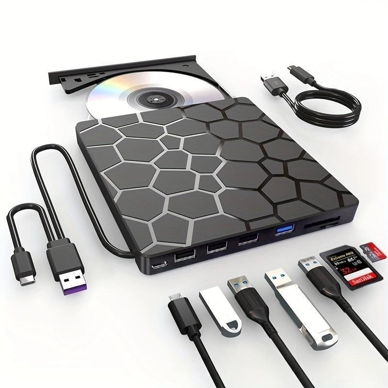 Geevon 외부 CD-ROM 드라이브 DVD호환 다용도 USB 3.0 외부 디스크 - 메인 이미지