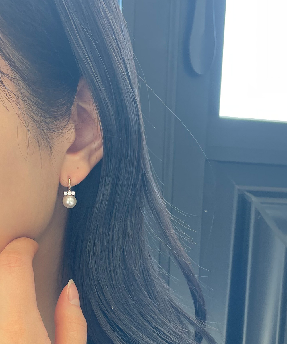 브리티 진주 8미리 원터치 귀걸이 데일리 하객룩 여자 친구 생일 선물 14K 혼주