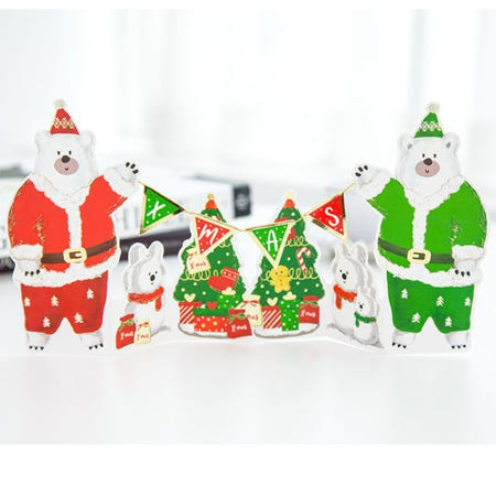 곰돌이 크리스마스 카드 엽서 성탄 입체 팝업 카드