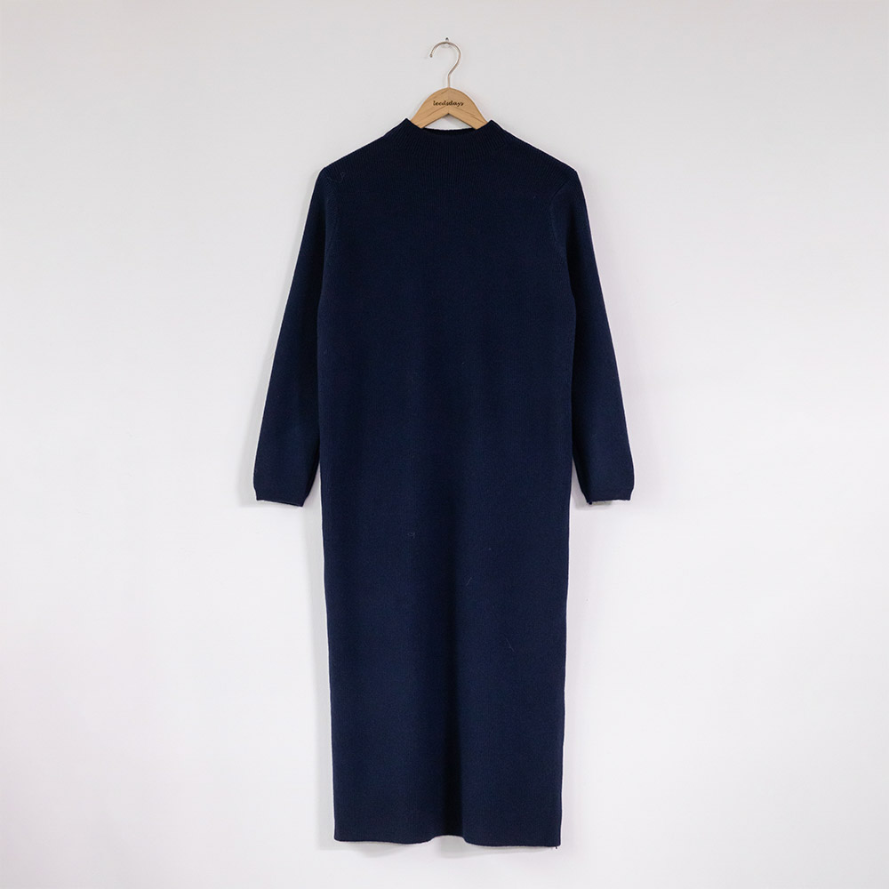 위리버 탄탄 쫀쫀한 하찌 하프넥 체형커버 롱 니트원피스
