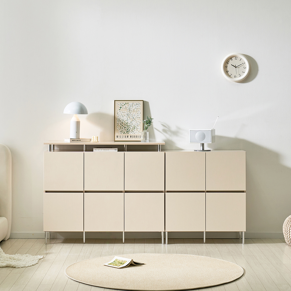 로아 수납장 모듈 다용도 거실 맘마존 (다리형) 800, 2단, 크림화이트