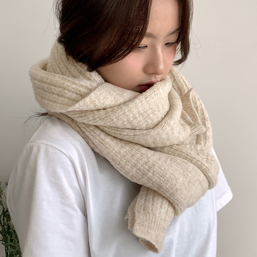 울 목도리 머플러 포근한 넥워머 따뜻한 니트 도톰 골지 부드러운 muffler SF002 : 룩베이드