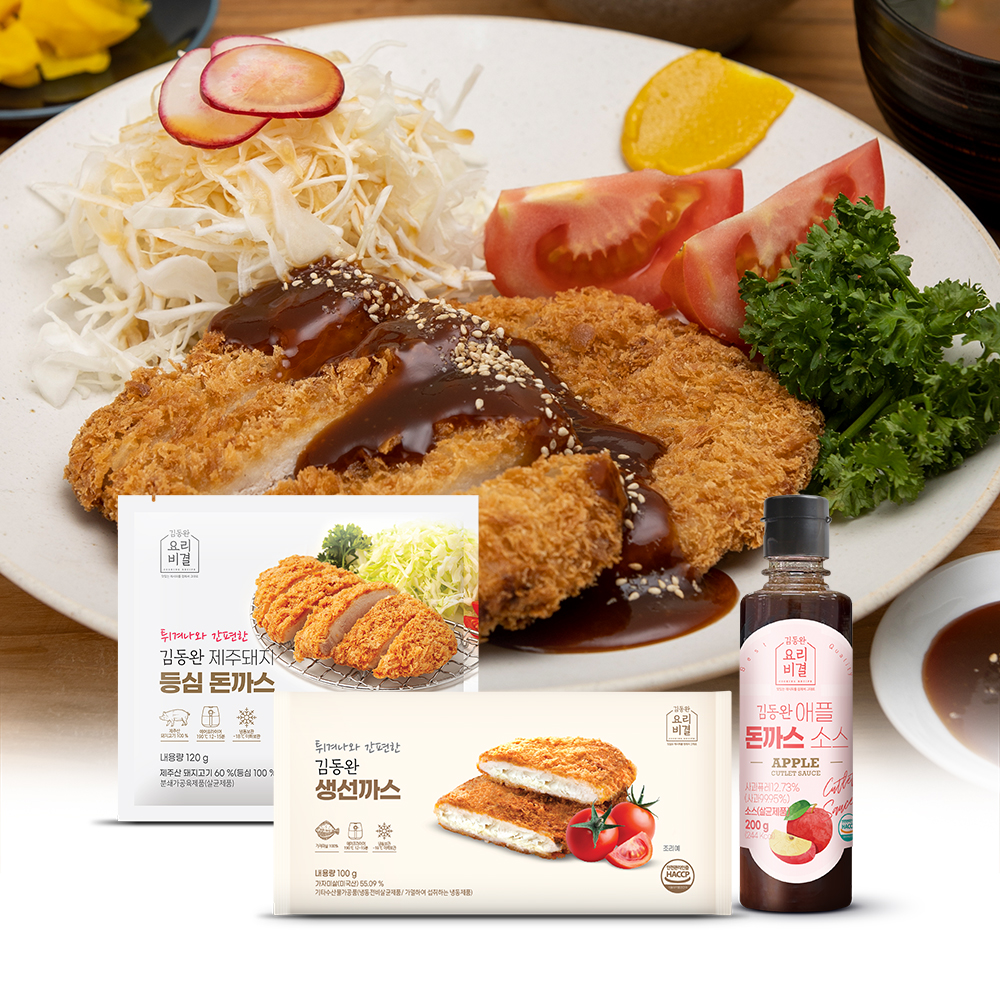 김동완 돈까스 2종 6팩 (등심4+생선2+소스1) 튀겨나온 생선까스 튀김 에어프라이어