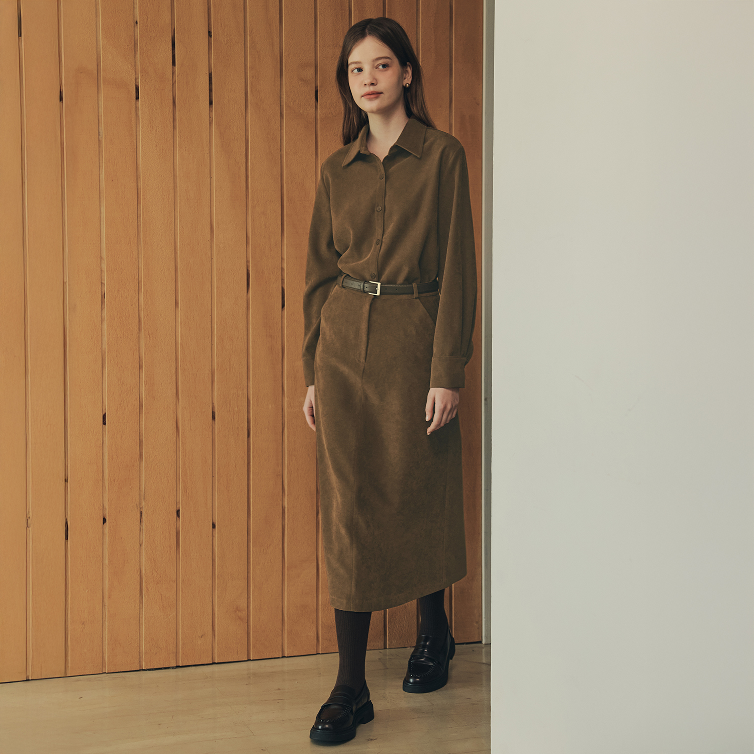 [제로스트릿]코듀로이 토피 롱 스커트 CORDUROY TOFFEE LONG SKIRT / BROWN - 상세 이미지 3