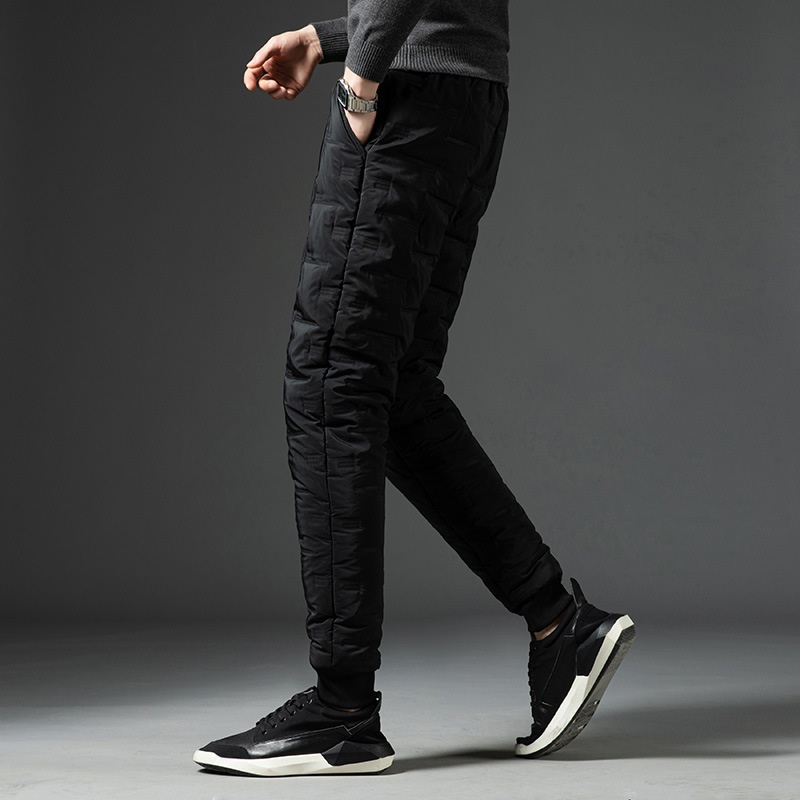 겨울 남성용 캐주얼 조거팬츠 두꺼운 스트라이프 스포츠바지 야외 홈웨어 - 상품 이미지