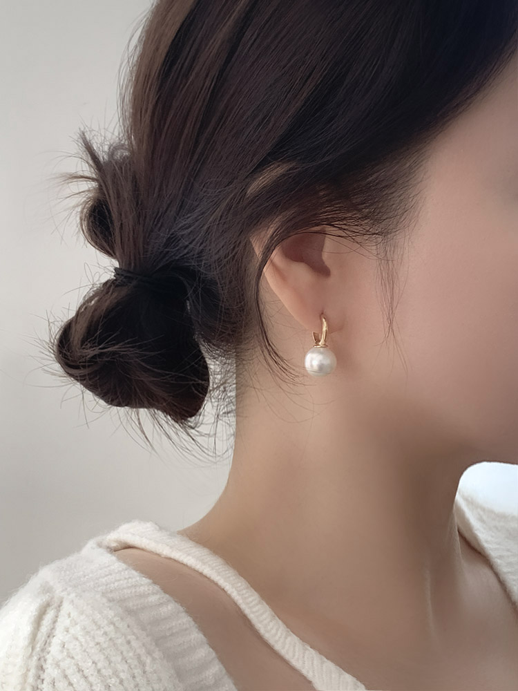 셀프러브 클래식 원터치 진주링(12mm) - 925실버 핵진주 웨딩 혼주 돌잔치 링귀걸이