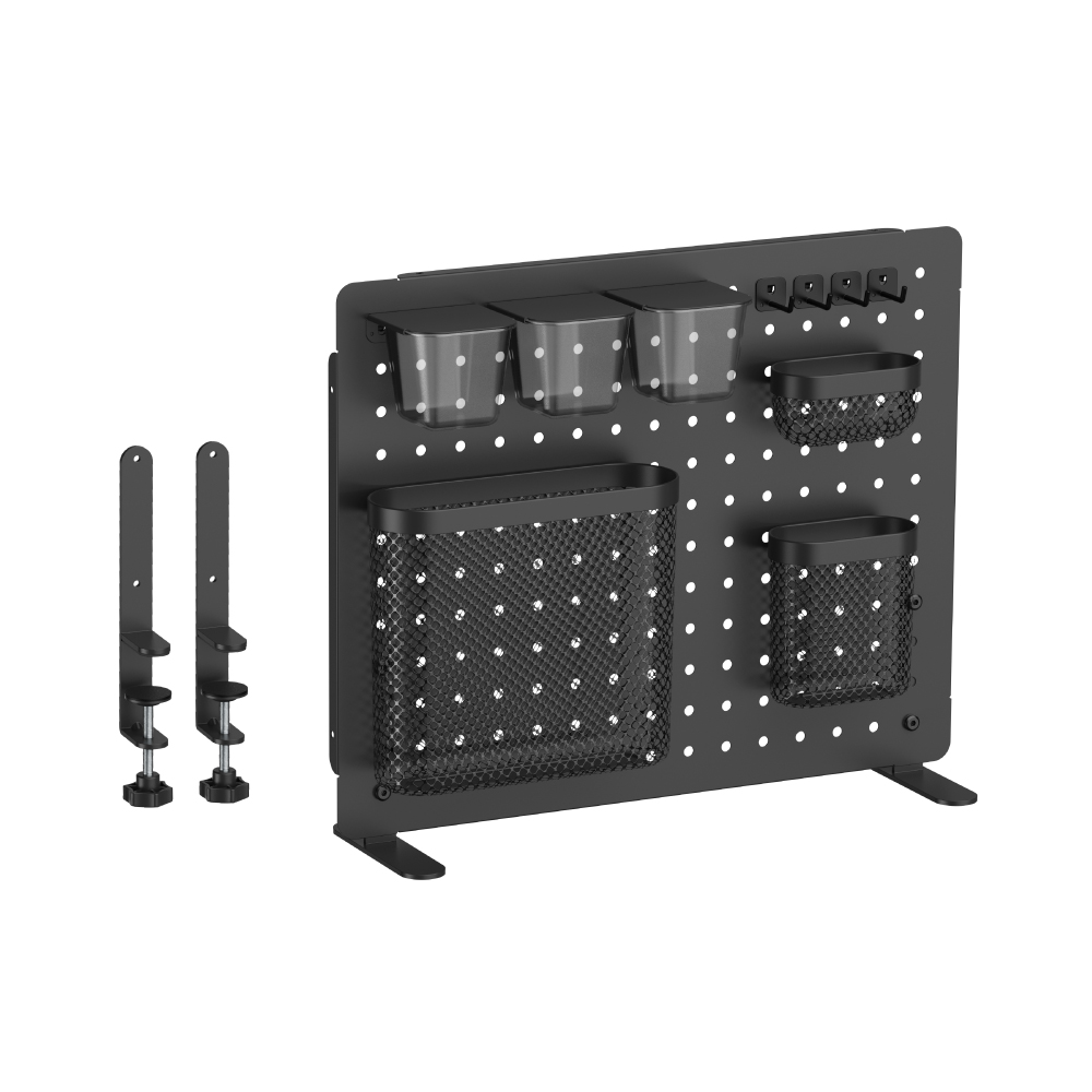 루나랩 타공판 책상 페그보드 수납 거치대 정리함 클램프 파티션 오거나이저 L 바스켓 블랙 이미지 2