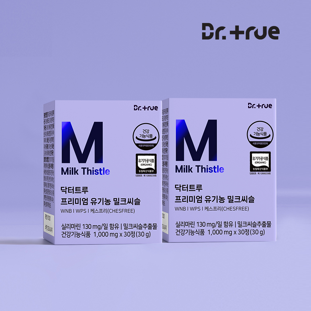 닥터트루 프리미엄 유기농 밀크씨슬 영양제 추출물 실리마린 130mg 30정, 2개 - 상품 이미지