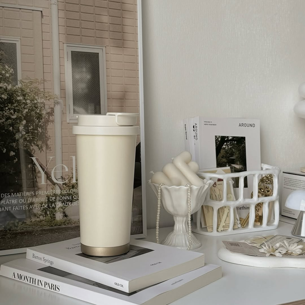 메르 블랑쉐 보온 보냉 빨대 손잡이 316스텐 텀블러 530ML - 상세 이미지 2